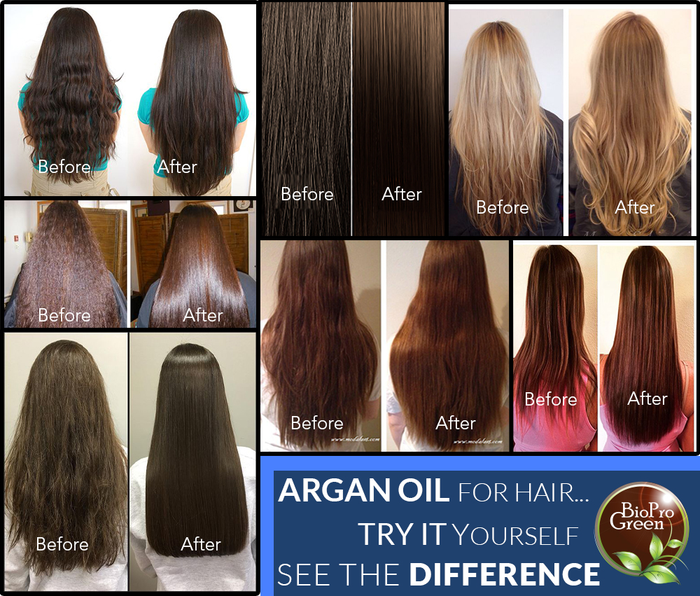 hair before and after using argan oil