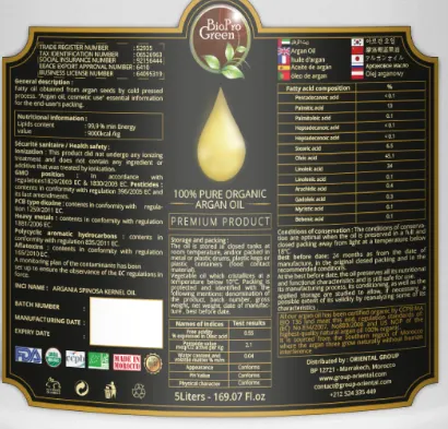 This is what the final label looks like on a product ready for export. We include all the necessary information to reassure the customer and ensure that health standards are visible to all.